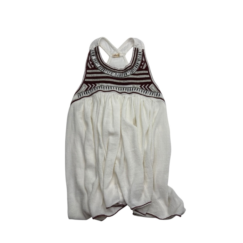 Hollister Ivory Halter Tank with Burgundy Embroidered Yoke - Picture 2 of 12